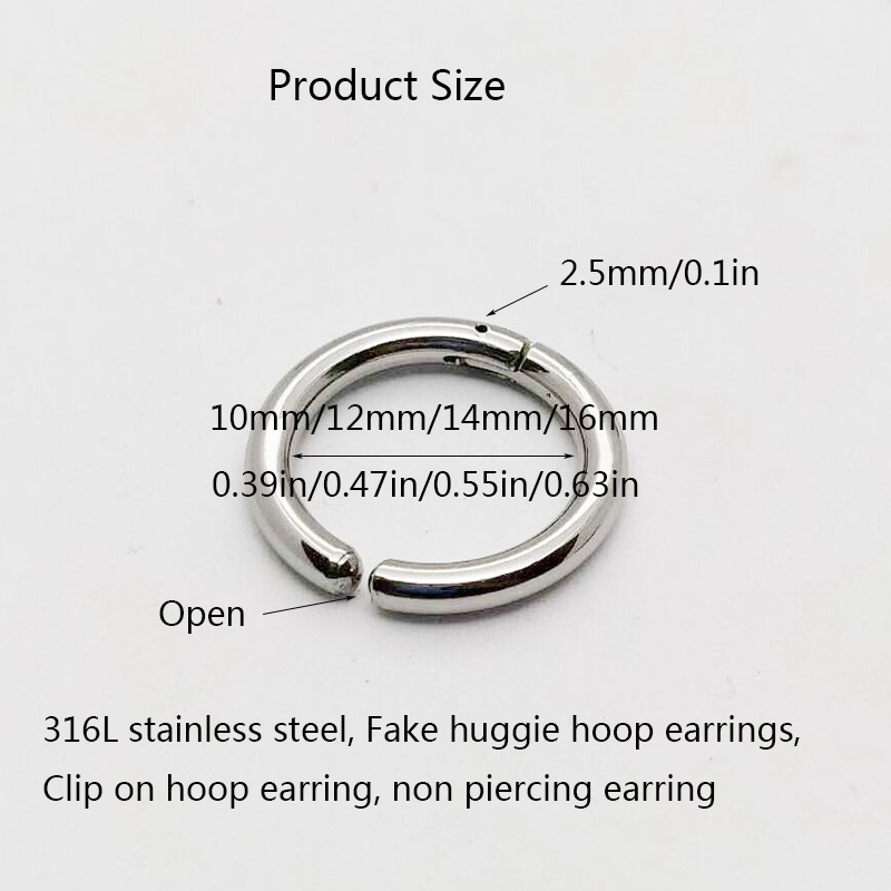偽のハギーフープイヤリング、男性と女性のためのステンレス鋼ク - Body Jewelry And Earrings のレビューと価格