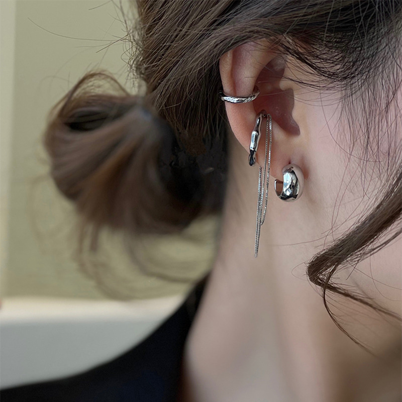 女性用タッセル付きチェーンイヤリング,ゴールドシルバーカラー - Body Jewelry Gold のレビューと価格