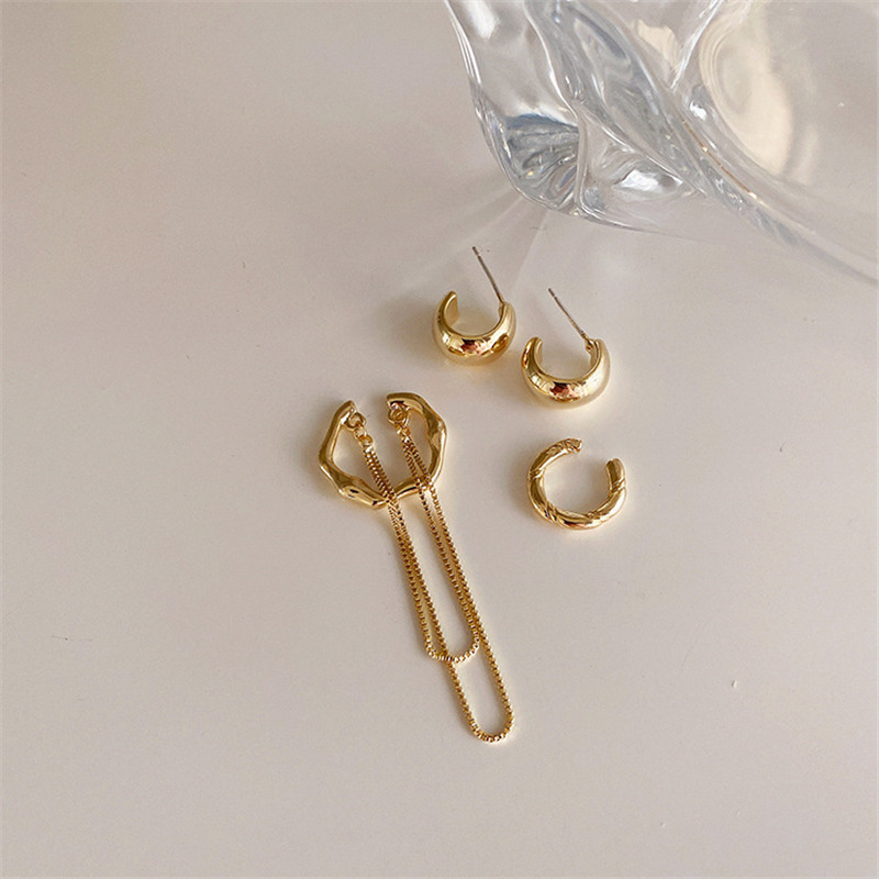 女性用タッセル付きチェーンイヤリング,ゴールドシルバーカラー - Body Jewelry Gold のレビューと価格