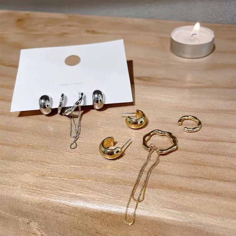 女性用タッセル付きチェーンイヤリング,ゴールドシルバーカラー - Body Jewelry Gold のレビューと価格
