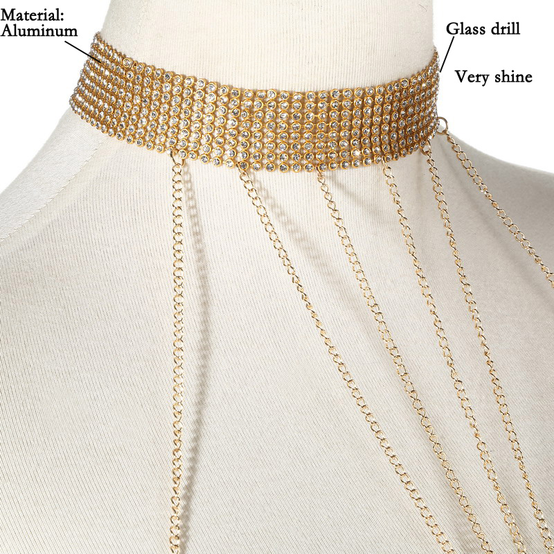 ゴールドカラーの女性用チェーン,ラインストーン付きウエストジ - Body Jewelry Gold のレビューと価格