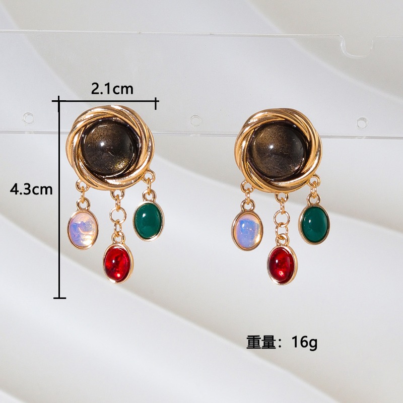 カラフルなガラスクリスタルイヤリング女性用ミニマリストファッ - Body Jewelry Brands のレビューと価格