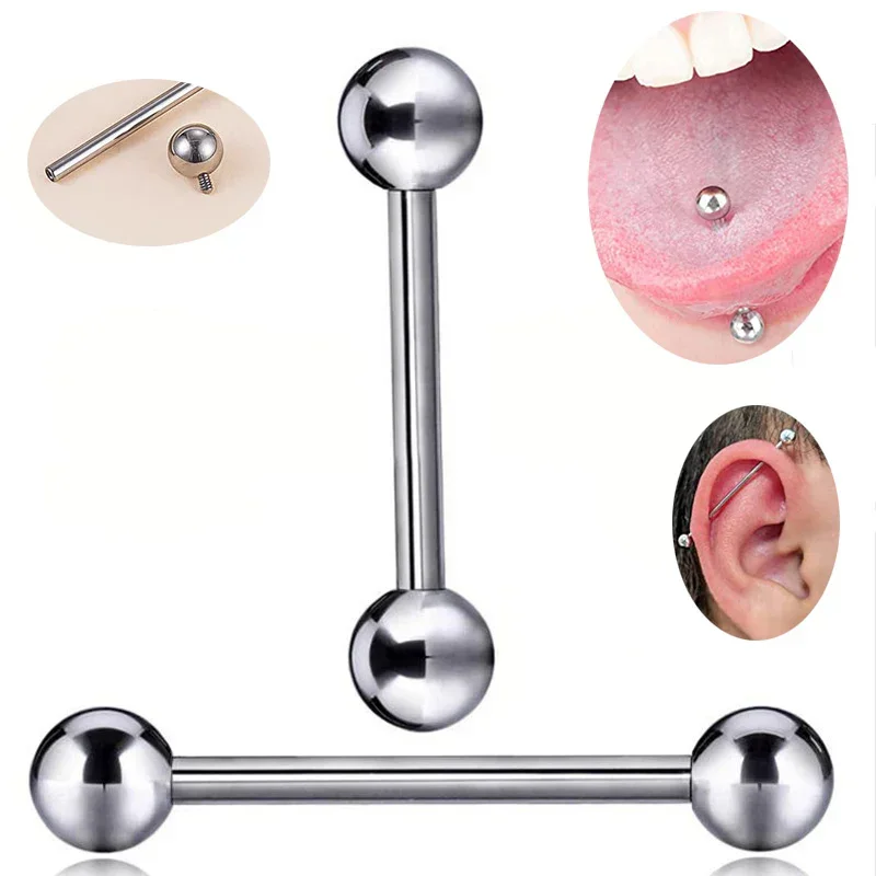 ASTM F136 チタンピアスバーベルボール舌リングリップ - Tongue Barbell Straight のレビューと価格