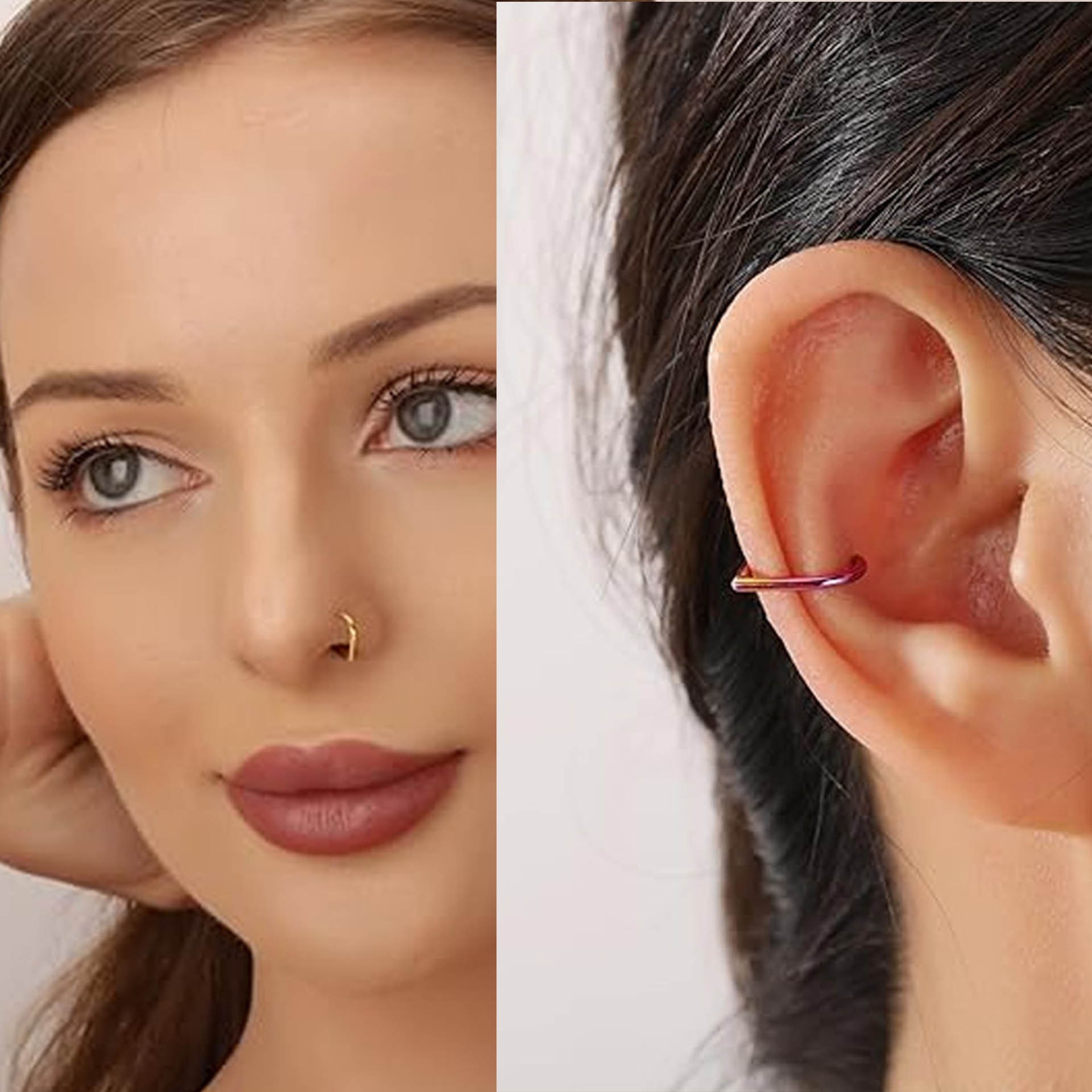 5個セット ステンレス製 フェイクノーズリング カフセット  - Body Jewelry And Earrings のレビューと価格