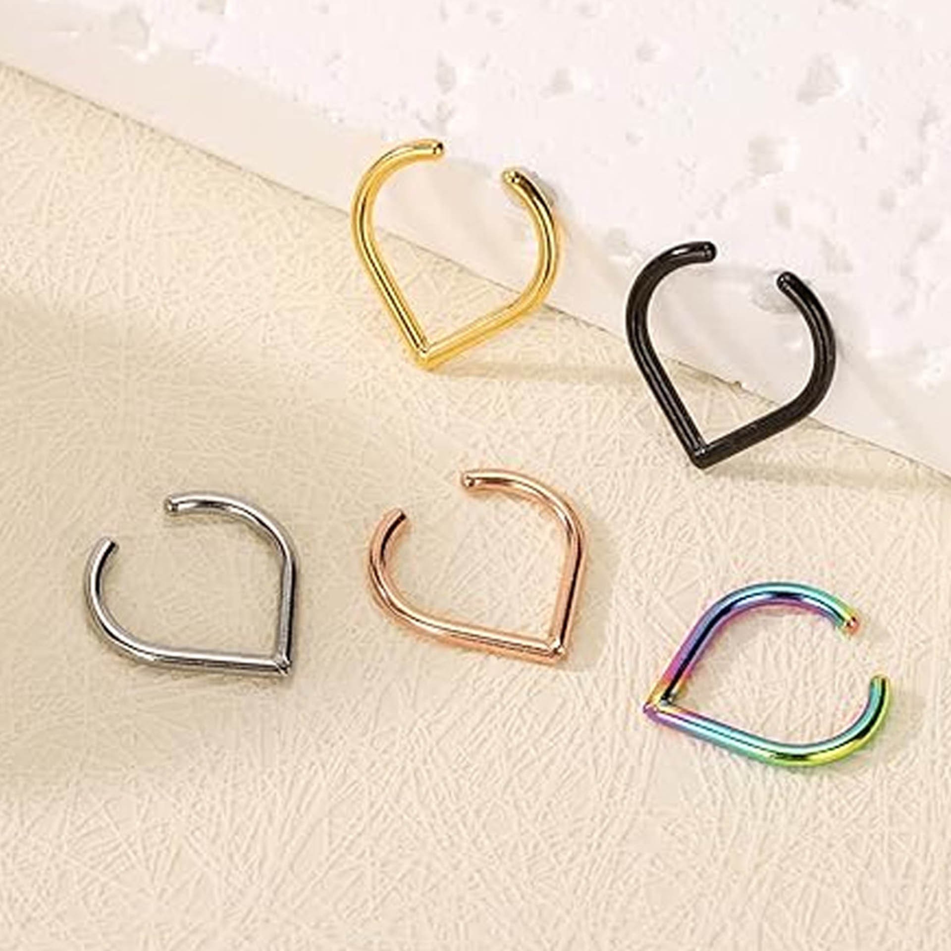 5個セット ステンレス製 フェイクノーズリング カフセット  - Body Jewelry And Earrings のレビューと価格