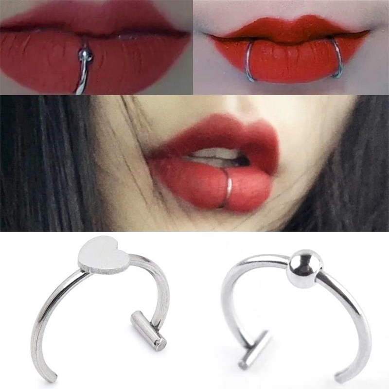 1個 ステンレス製 フェイクノーズリング フープ セプタムリ - Body Jewelry And Earrings のレビューと価格