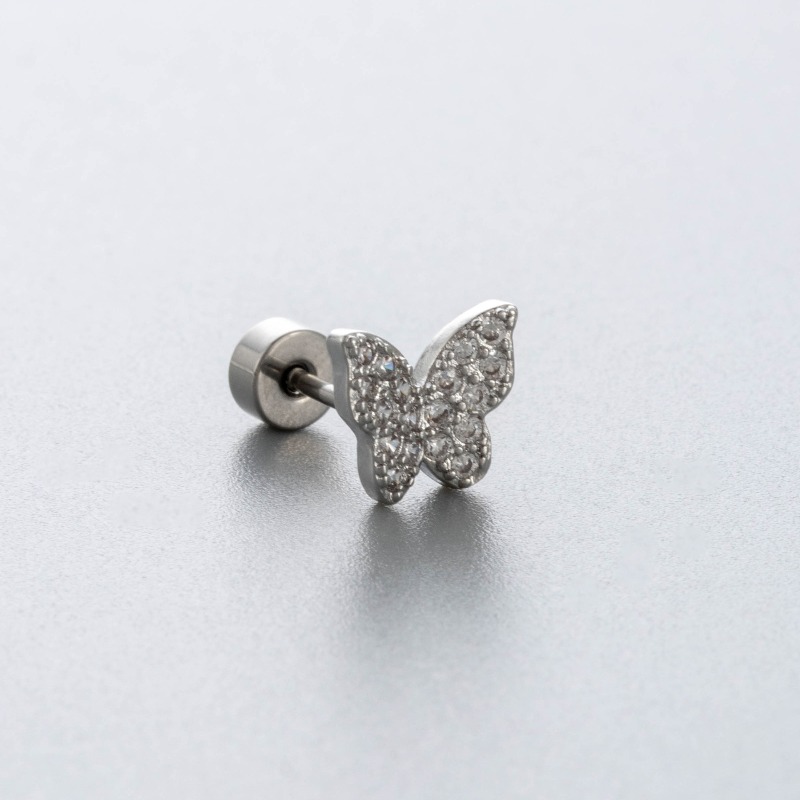 G23チタン製ハート型フラットバック軟骨スタッドピアス、キュ - Flat Back Labret Stud のレビューと価格