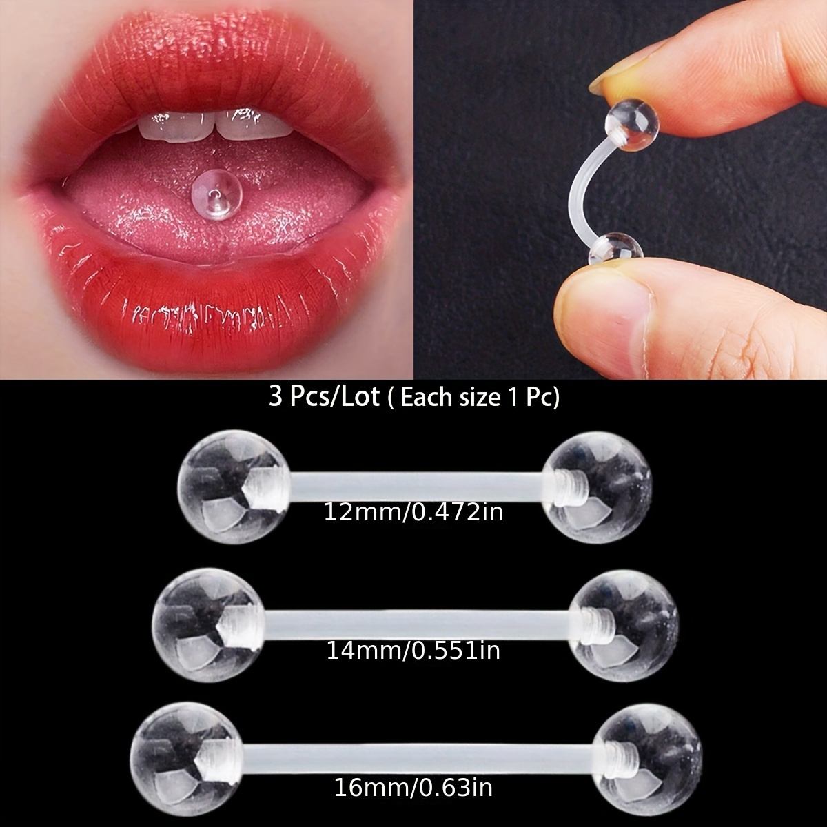 3 ピース/セット (各サイズ 1 ピース) ソフト透明不可 - Body Jewelry Stores のレビューと価格