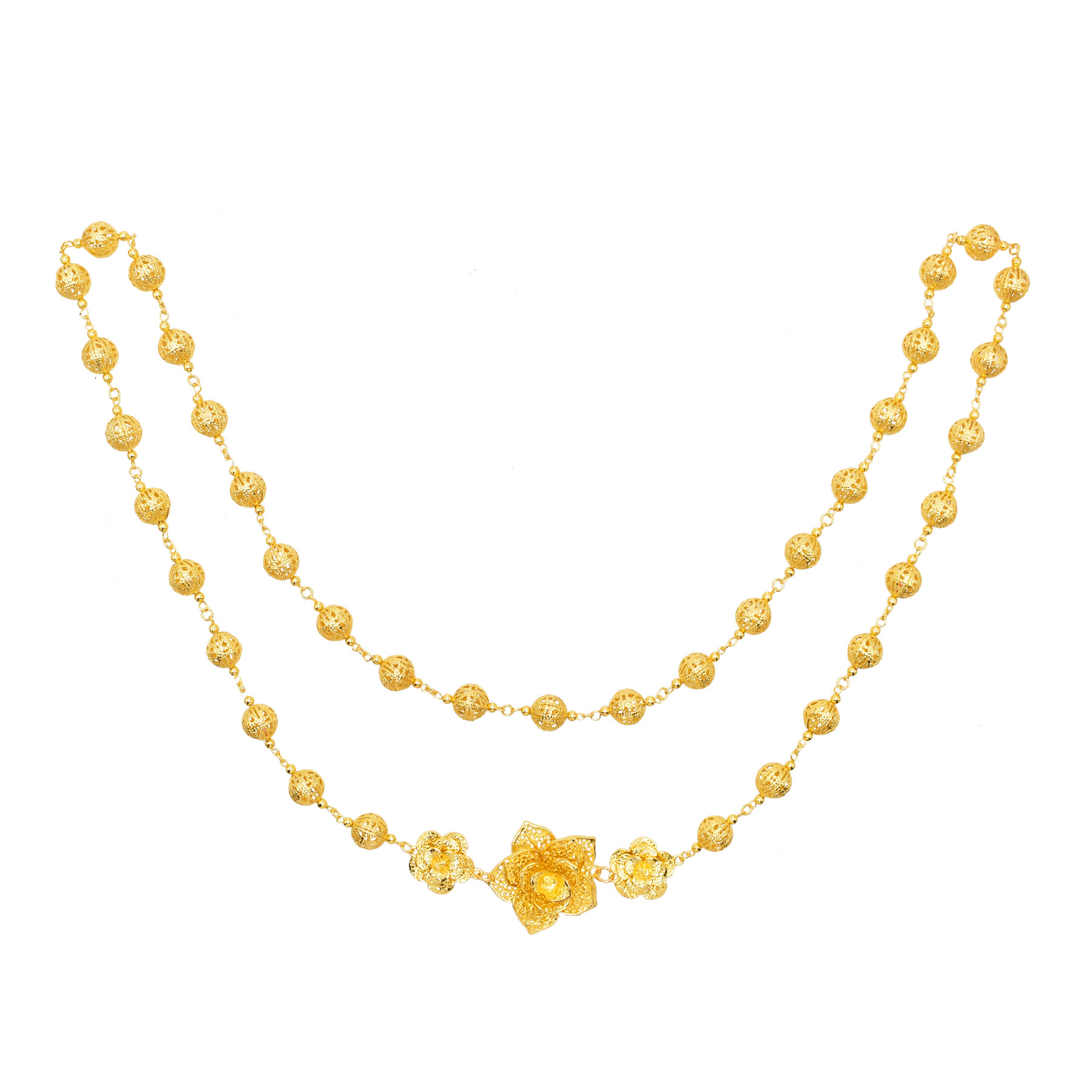 120 センチメートルゴールデン銀色中空ボールビーズフラワー - Body Jewelry Dubai のレビューと価格
