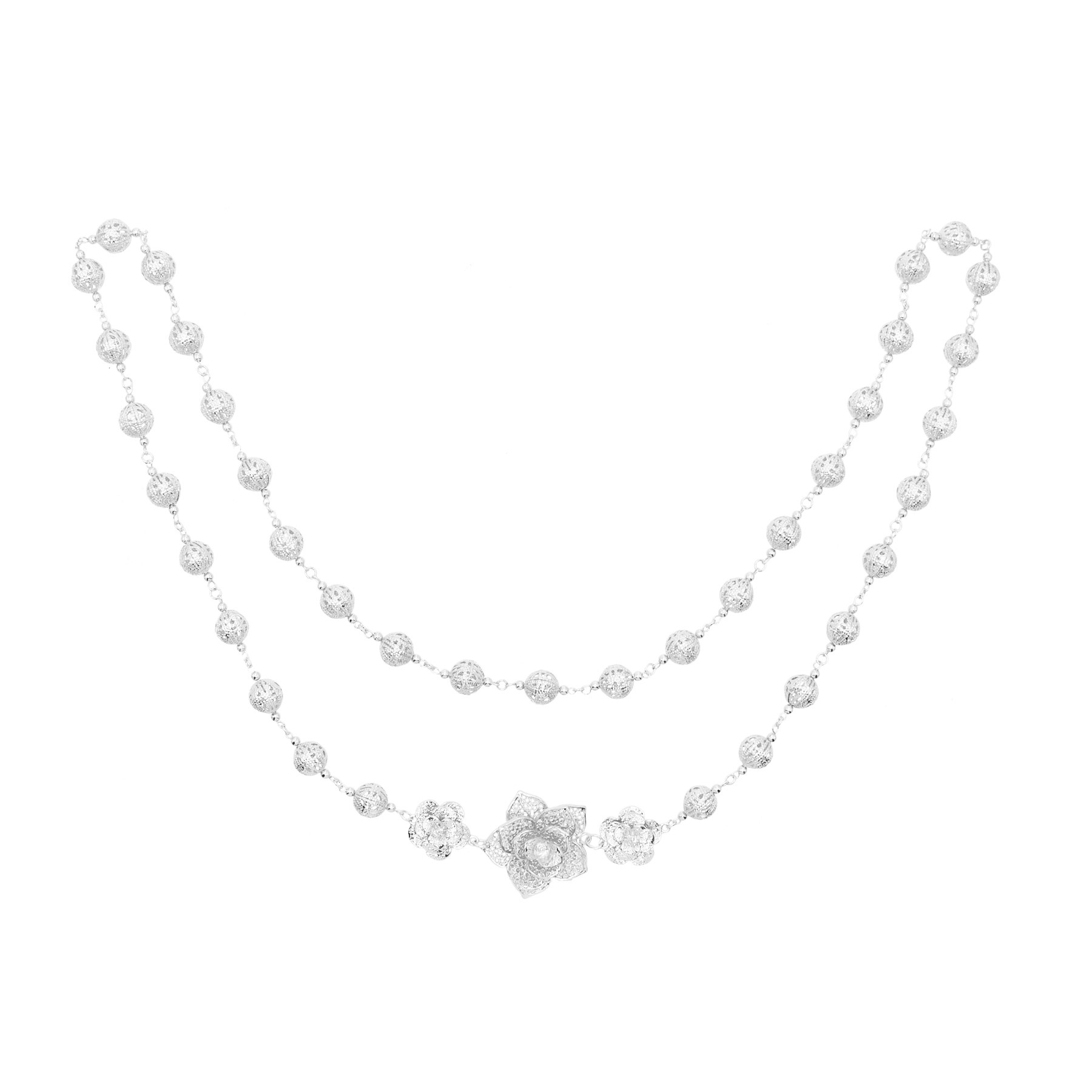 120 センチメートルゴールデン銀色中空ボールビーズフラワー - Body Jewelry Dubai のレビューと価格