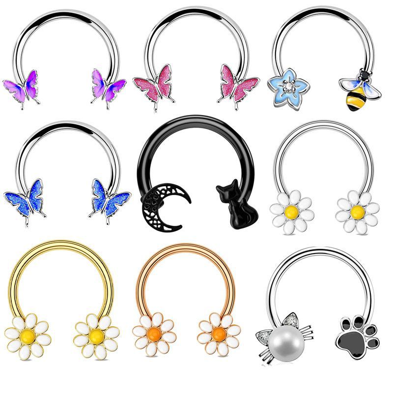 16G セプタムリング ダイスピアス サージカルスチール 軟 - Body Jewelry And Earrings のレビューと価格