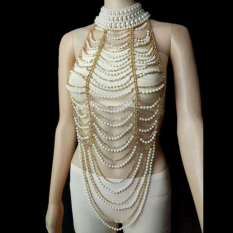 マルチレイヤーパールとパールのネックレス,パールチェーン,チ - Body Jewelry Brands のレビューと価格