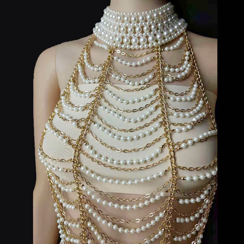 マルチレイヤーパールとパールのネックレス,パールチェーン,チ - Body Jewelry Brands のレビューと価格