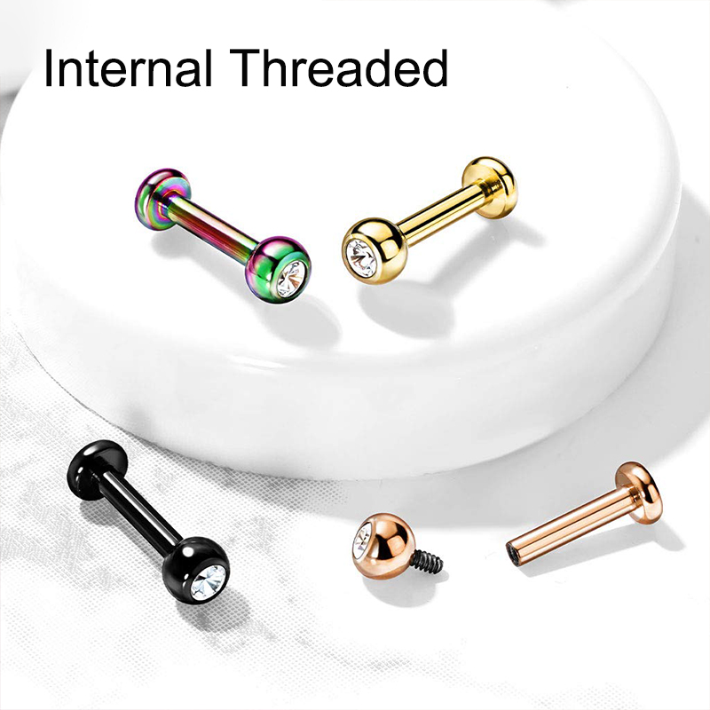 16G サージカルスチール ボールトップ CZ リップ セプ - Body Jewelry Ear Piercing のレビューと価格