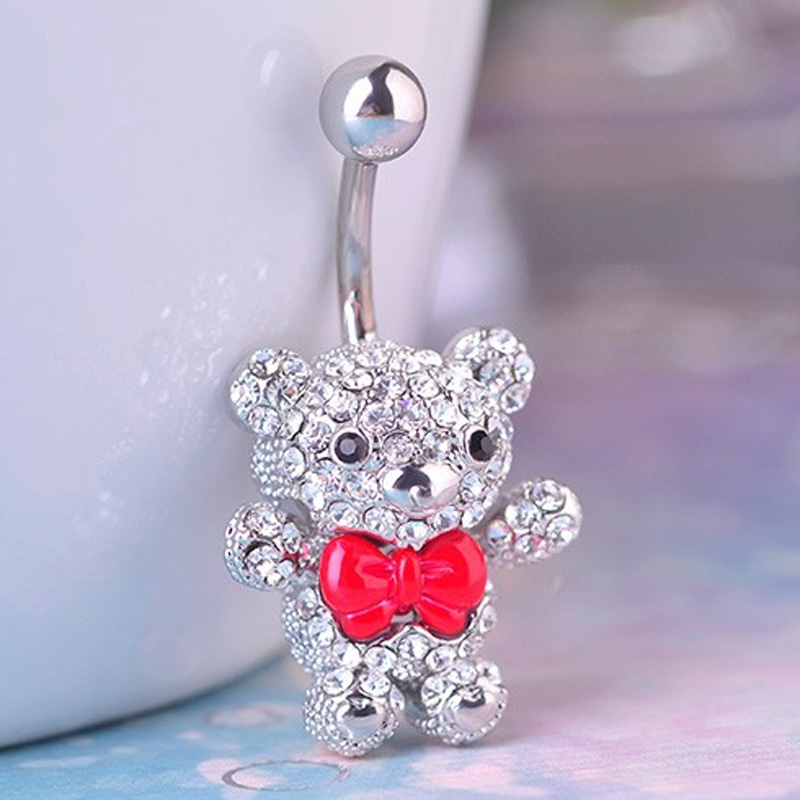 zlxgirl ファッション女性の夏の赤い弓クマ動物へそリン - Body Jewelry Brands のレビューと価格