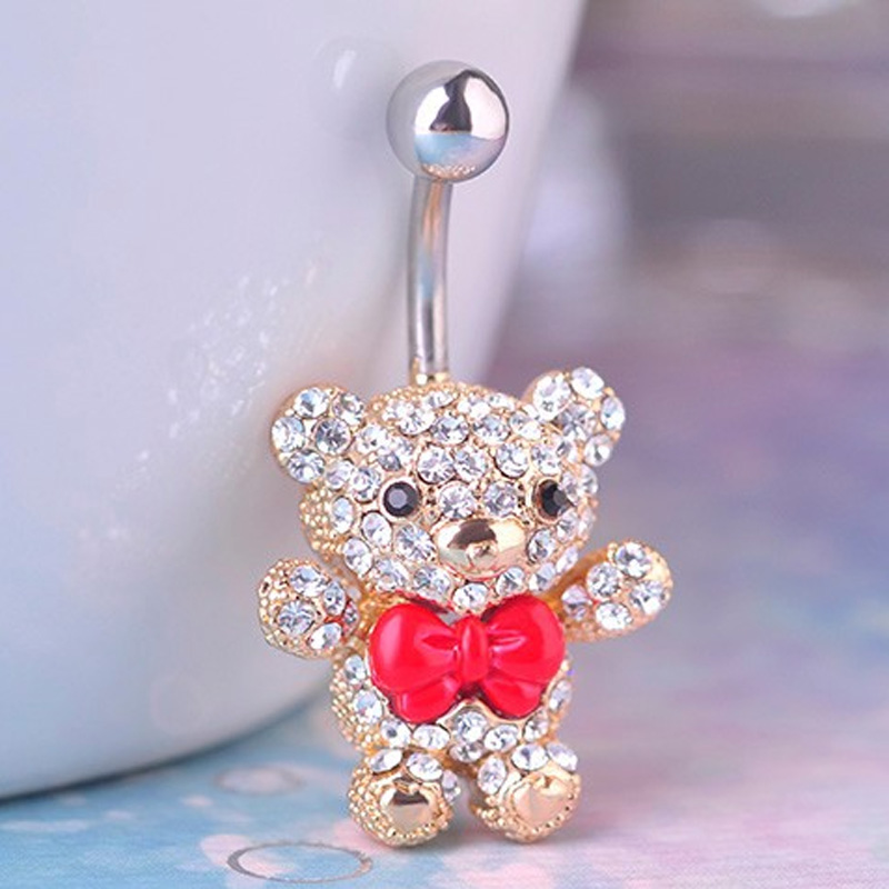 zlxgirl ファッション女性の夏の赤い弓クマ動物へそリン - Body Jewelry Brands のレビューと価格
