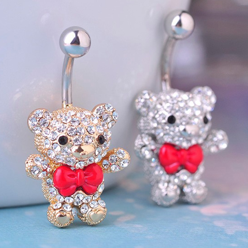 zlxgirl ファッション女性の夏の赤い弓クマ動物へそリン - Body Jewelry Brands のレビューと価格
