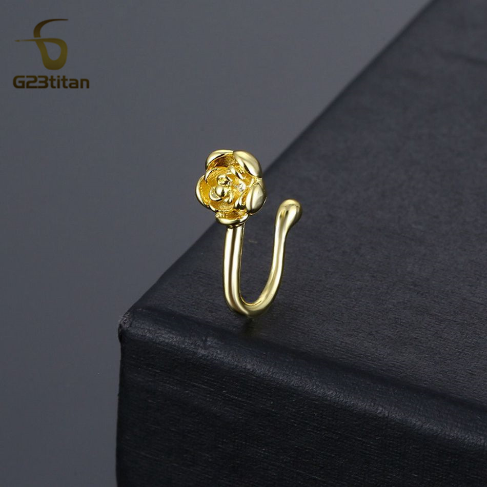 1pc クリスタル銅ローズノーズクリップ U 字型フェイクピ - Body Jewelry Ear Piercing のレビューと価格
