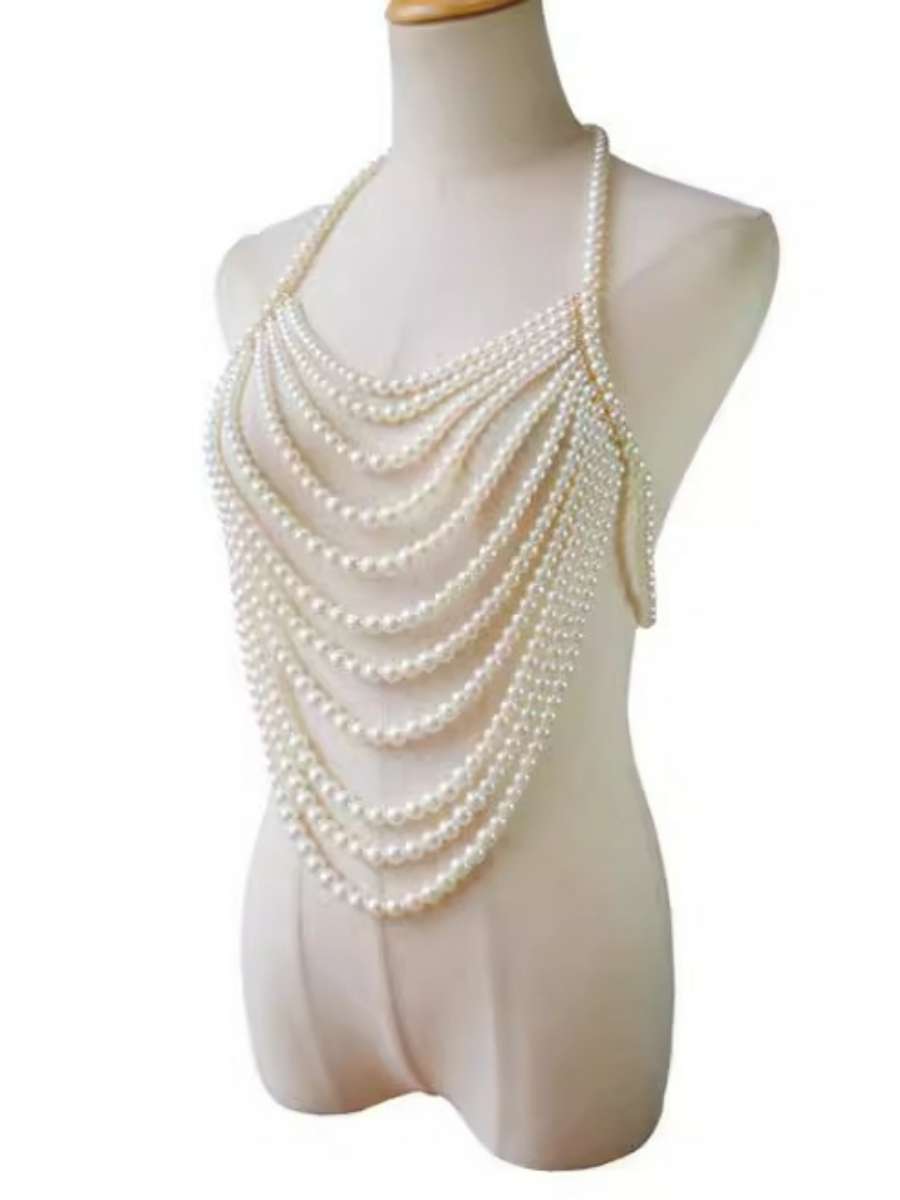 セクシーな多層パールネックレス、クロスボーダージュエリー、フ - Body Jewelry Brands のレビューと価格