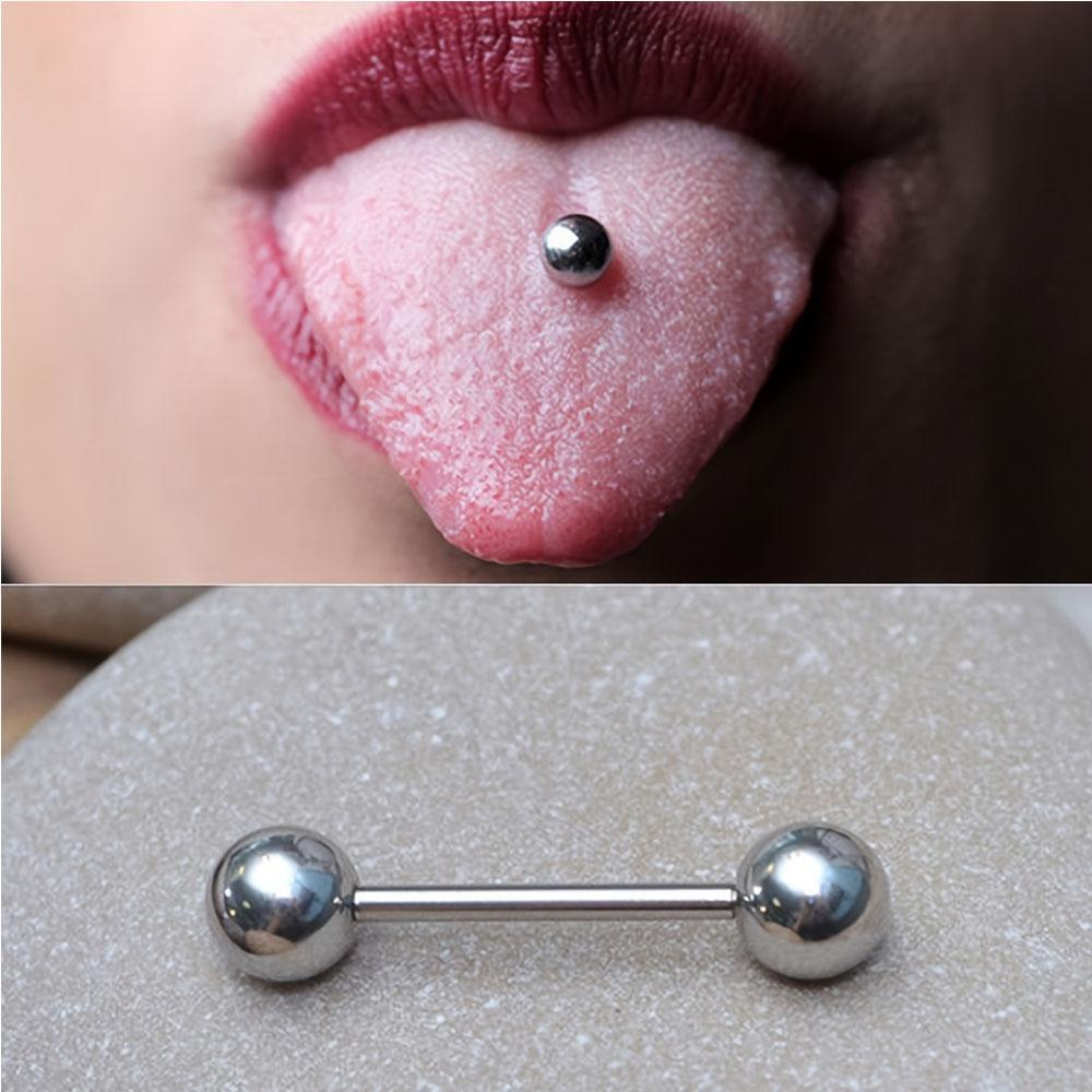 1 PCステンレスストレートバーベキュー靴舌リング螺旋穿孔ダ - Tongue Barbell Straight のレビューと価格
