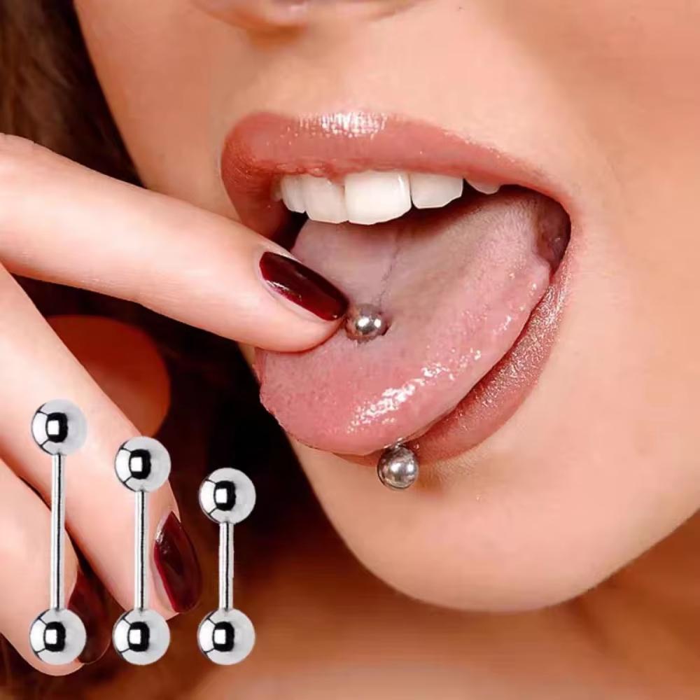 1 PCステンレスストレートバーベキュー靴舌リング螺旋穿孔ダ - Tongue Barbell Straight のレビューと価格
