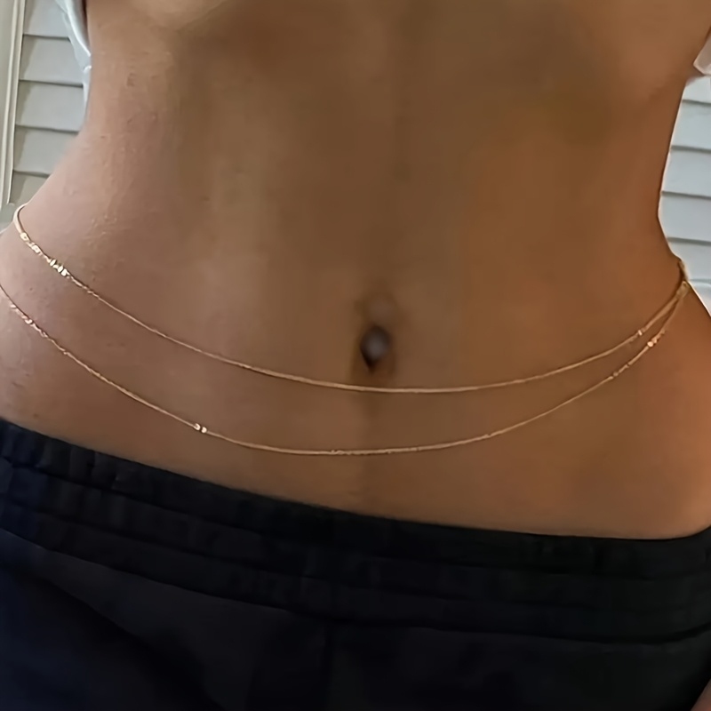 1ダブルレイヤーゴールドメタルウエストチェーンベルト - 女 - Body Jewelry Gold のレビューと価格