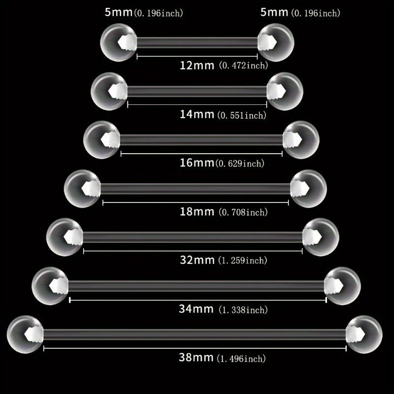 JKC ストア 10 個アクリルバーベルセット柔軟なクリアボ - Body Jewelry Stores のレビューと価格