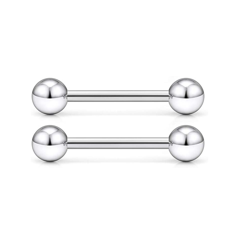 鋼の舌の形をした外科用リング,14g,外科用鋼の形をした乳首 - Tongue Barbell Straight のレビューと価格