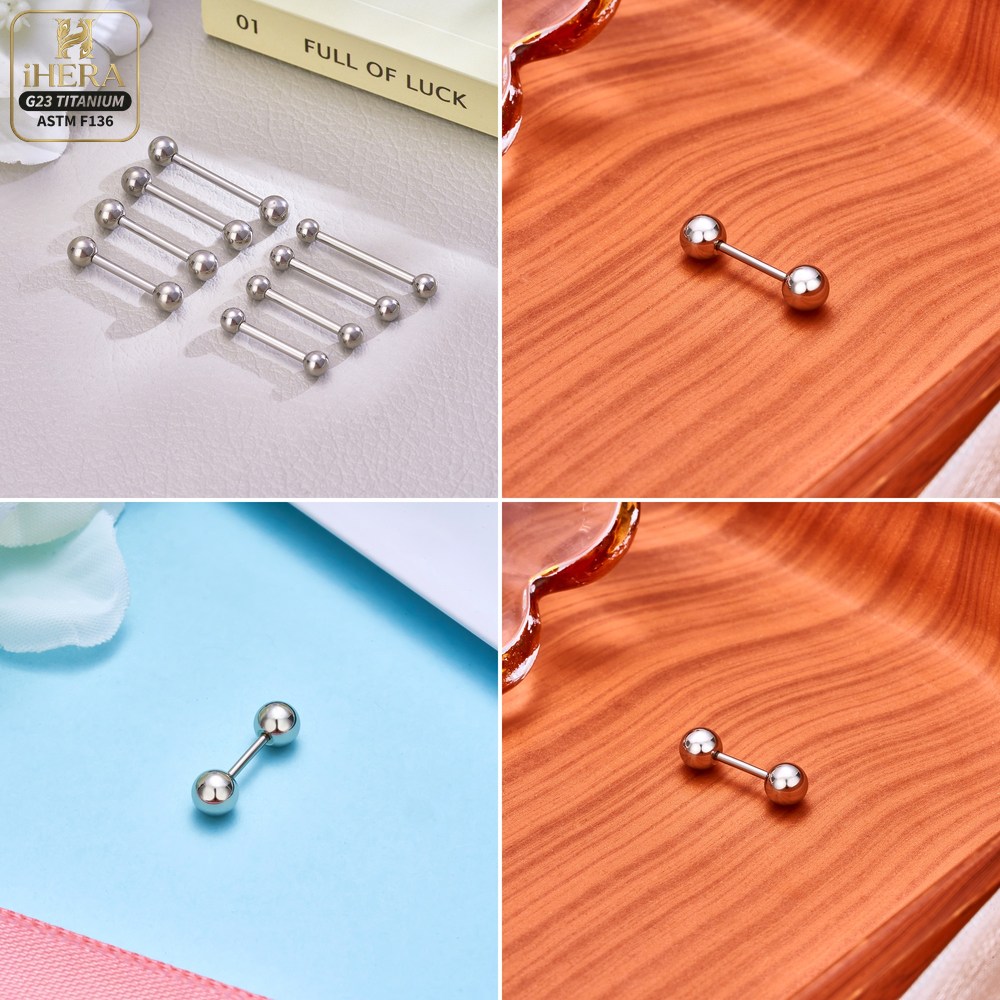 14G 16G G23 チタン製ストレートバーベル タン、乳 - Tongue Barbell Straight のレビューと価格