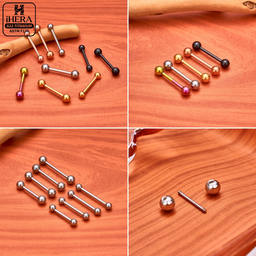 14G 16G G23 チタン製ストレートバーベル タン、乳 - Tongue Barbell Straight のレビューと価格